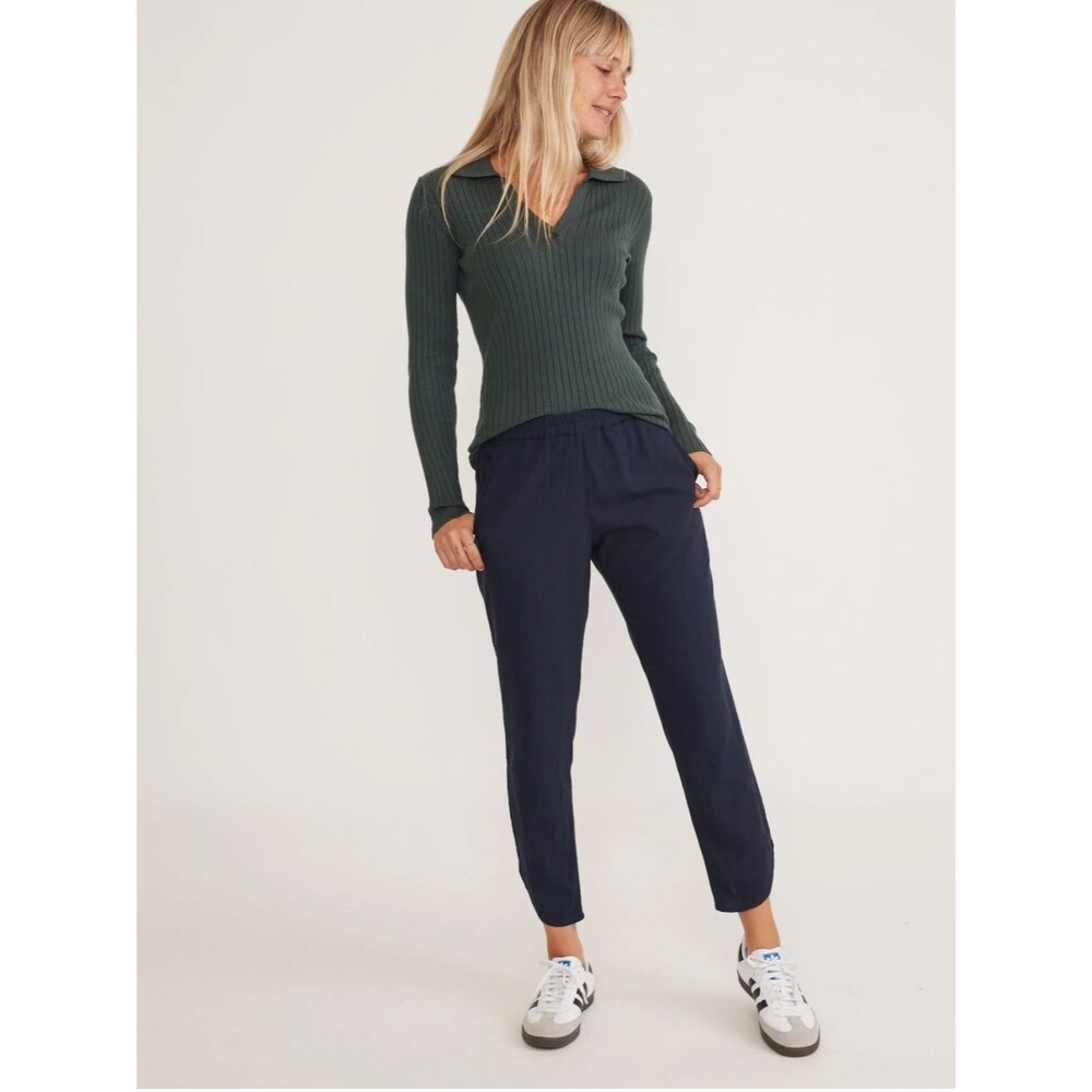 Marine Layer Allison Pant Navy Elastic-Waist Track Pants